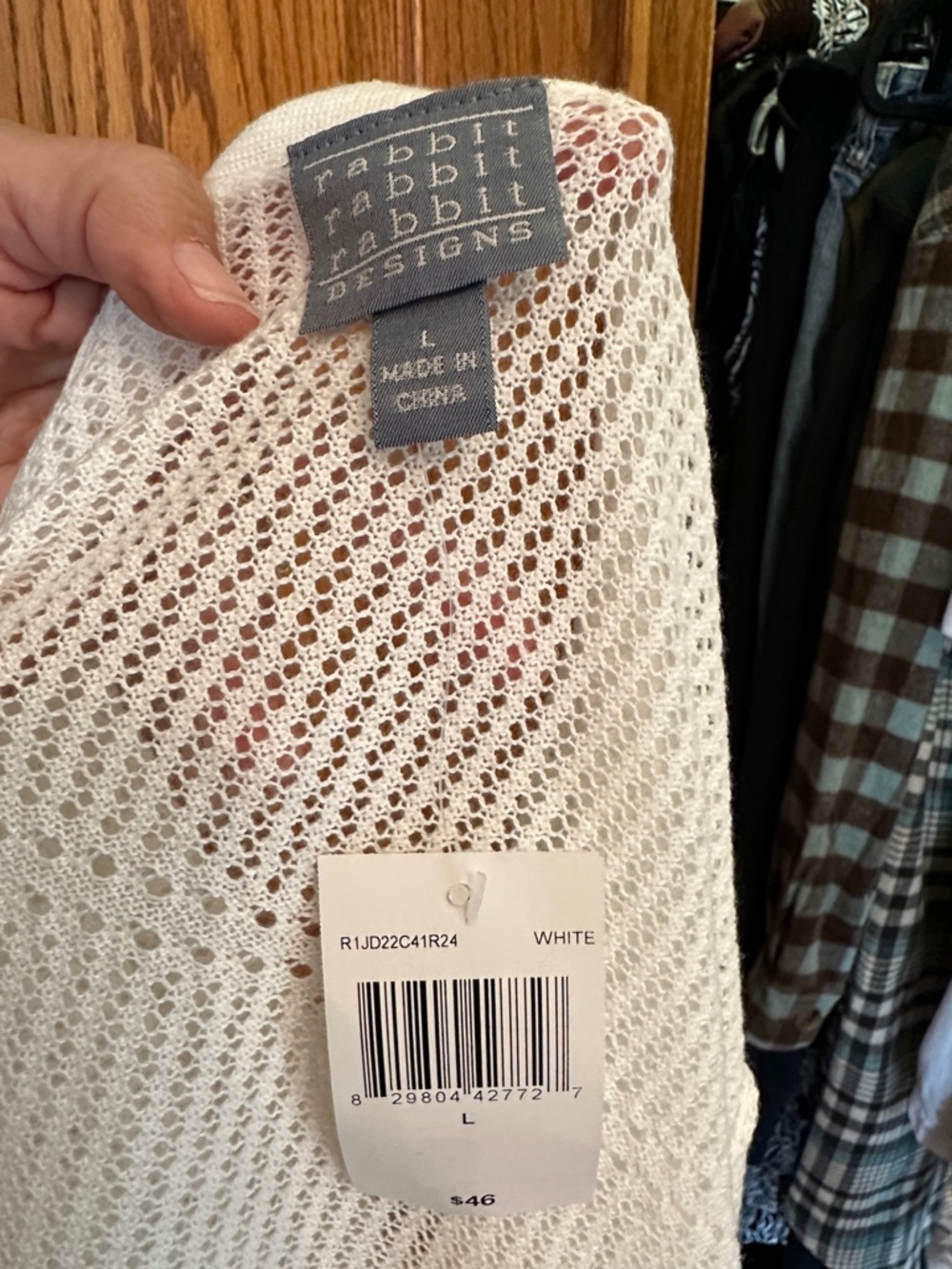 Rabbit Rabbit Rabbit Cream Open-Knit Short Sleeve Cropped Cardigan - Picture 4 of 4